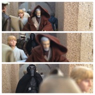 Luke and Ben hurry to meet up with the droids, unaware that they are being followed. #starwars #anhwt #toyshelf